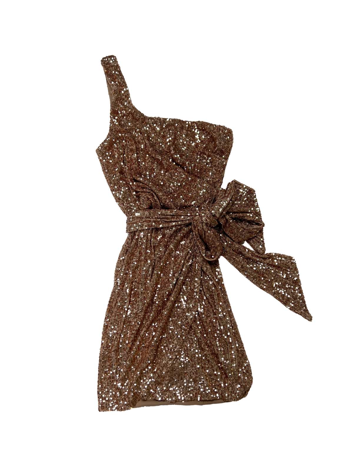 Nookie- Rose Gold Sequin One Shoulder Mini Dress