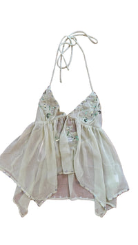 Princess Polly - Asymmetrical Beaded Top Green - XS (New With Tags)