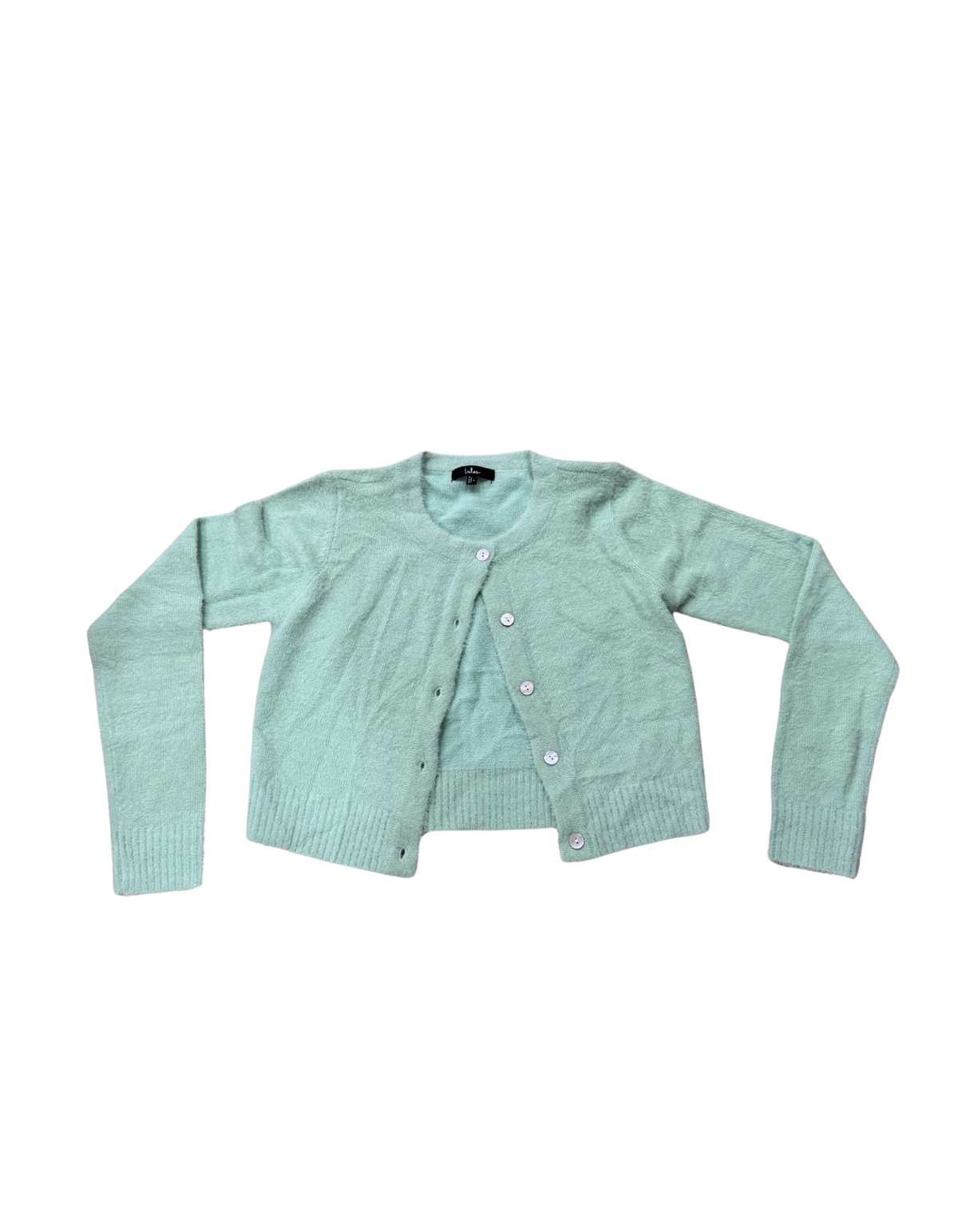 Lulus - Green Fuzzy Sweater - Button Front