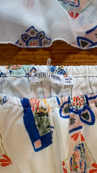 Beginning Boutique - Bridget White Satin Italia Print Pants & Tank - M (Like New)