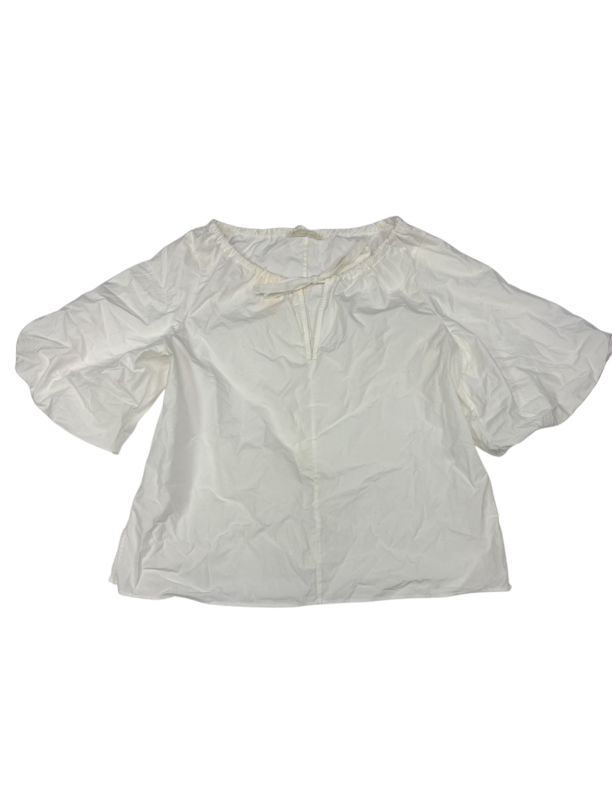 Everlane - White Puff-Sleeve Blouse - M (Like-New)