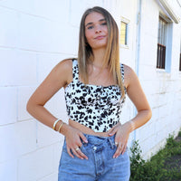 Izzy Cow Print Corset Crop - FINAL SALE