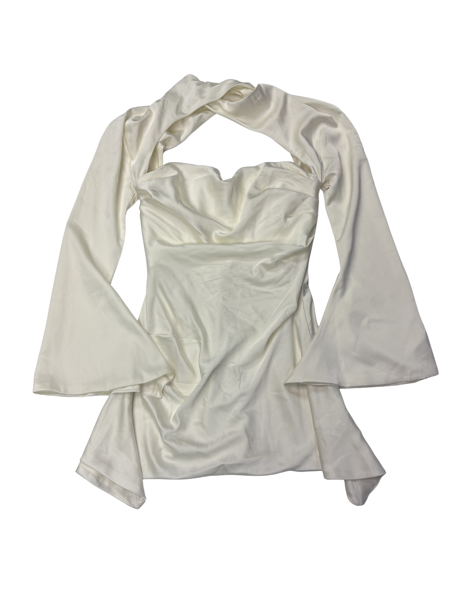 House of CB - Long Bell Sleeve Satin Corset Mini Dress (Like-New)