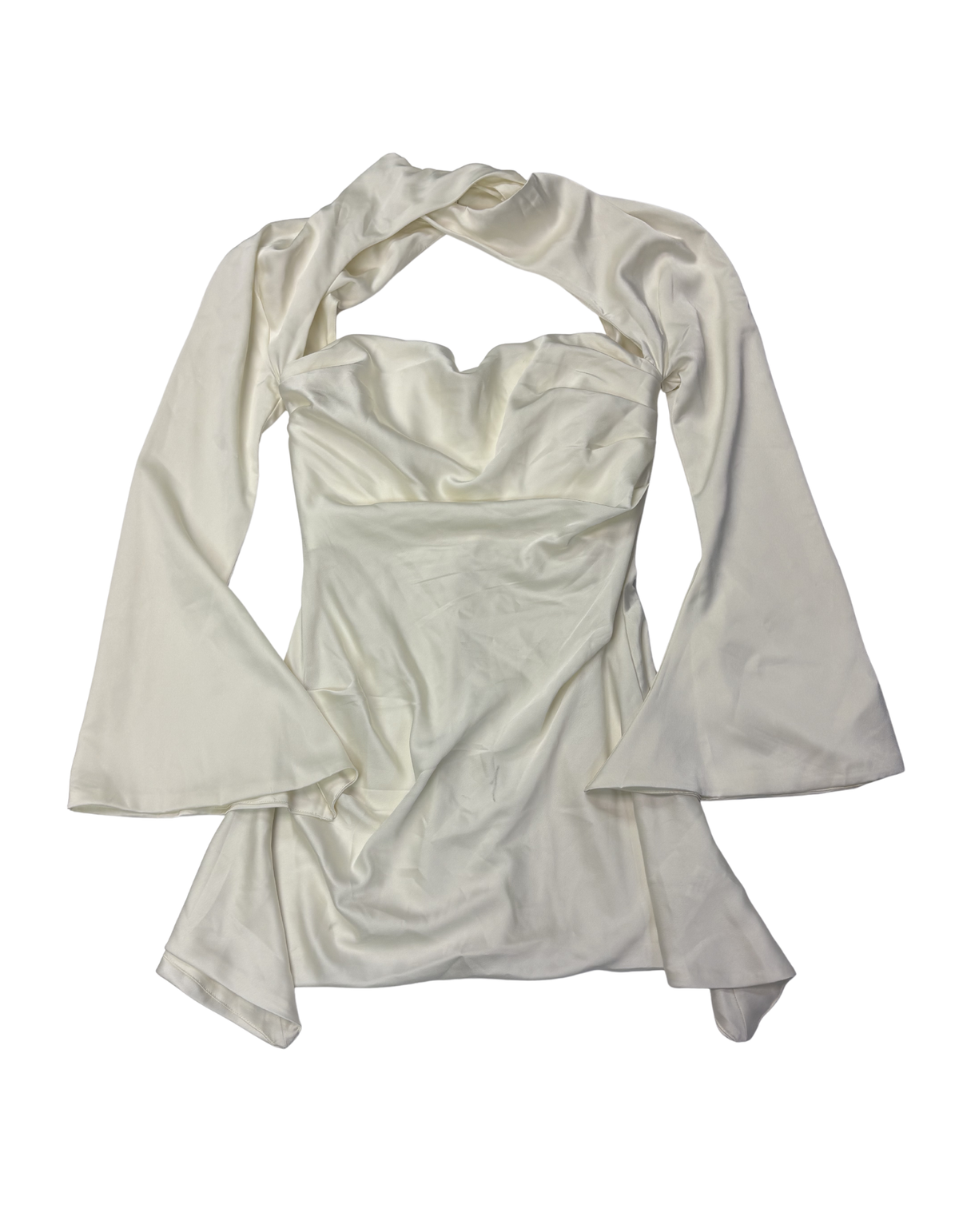 House of CB - Long Bell Sleeve Satin Corset Mini Dress - M (Like-New)