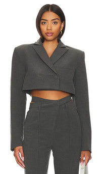 Camila Coelho - Ludlow Cropped Blazer - Gray Charcoal - Size S (Like New)
