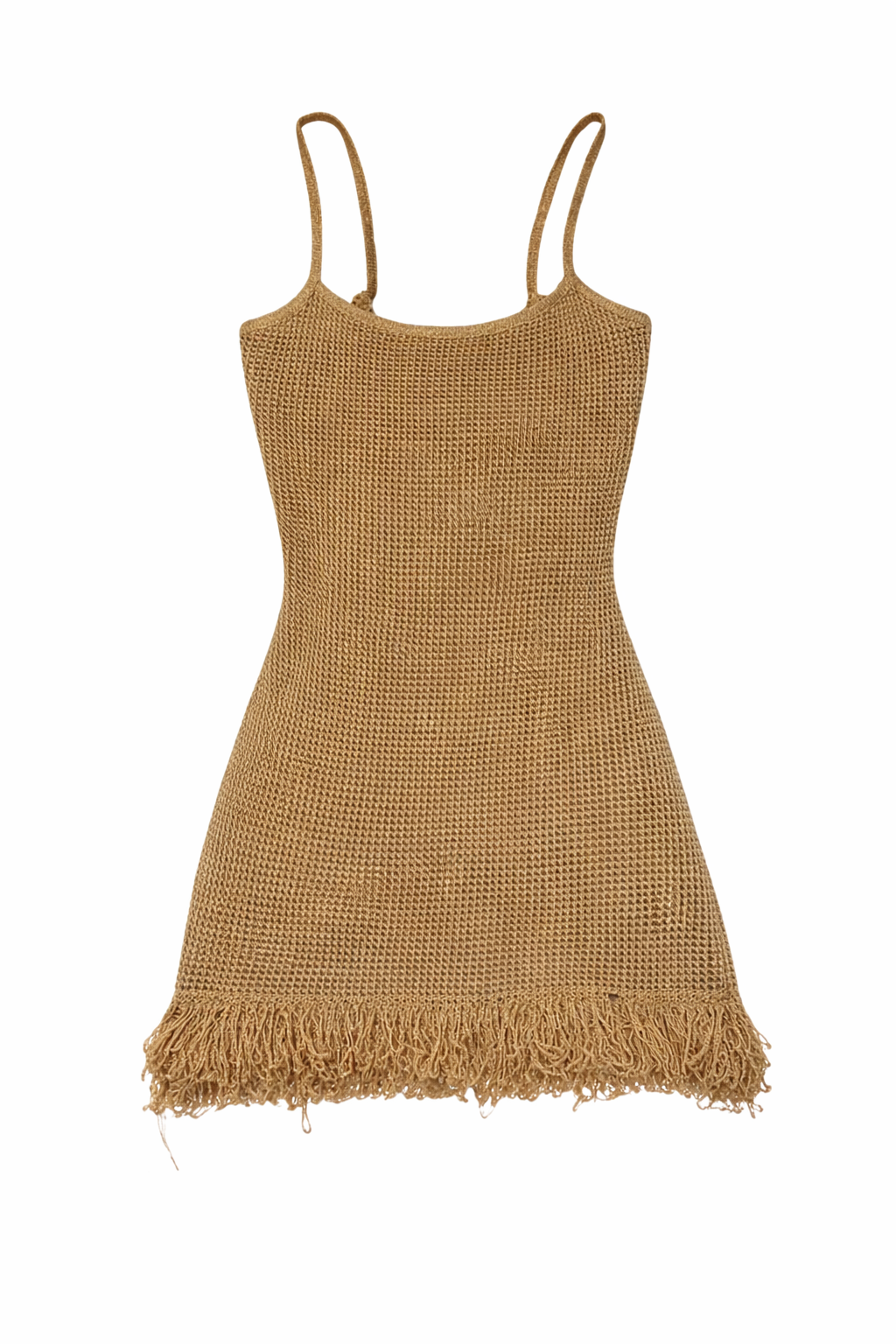 White Fox - Keeping Me Awake Knit Gold Mini Dress - XXS (Like-New)