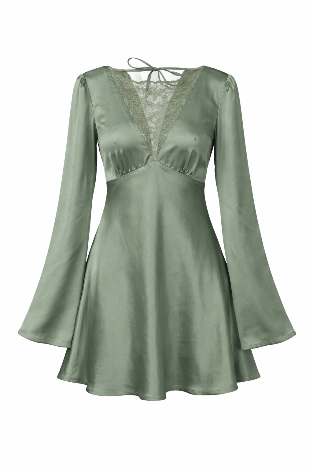 Lulu - Satin Bell Sleeve Mini Dress - M (Like-New)