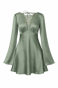 Lulu - Satin Bell Sleeve Mini Dress - M (Like-New)