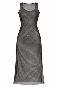 Misspap - Black Rhinestone Maxi Dress - LG (Like-New)