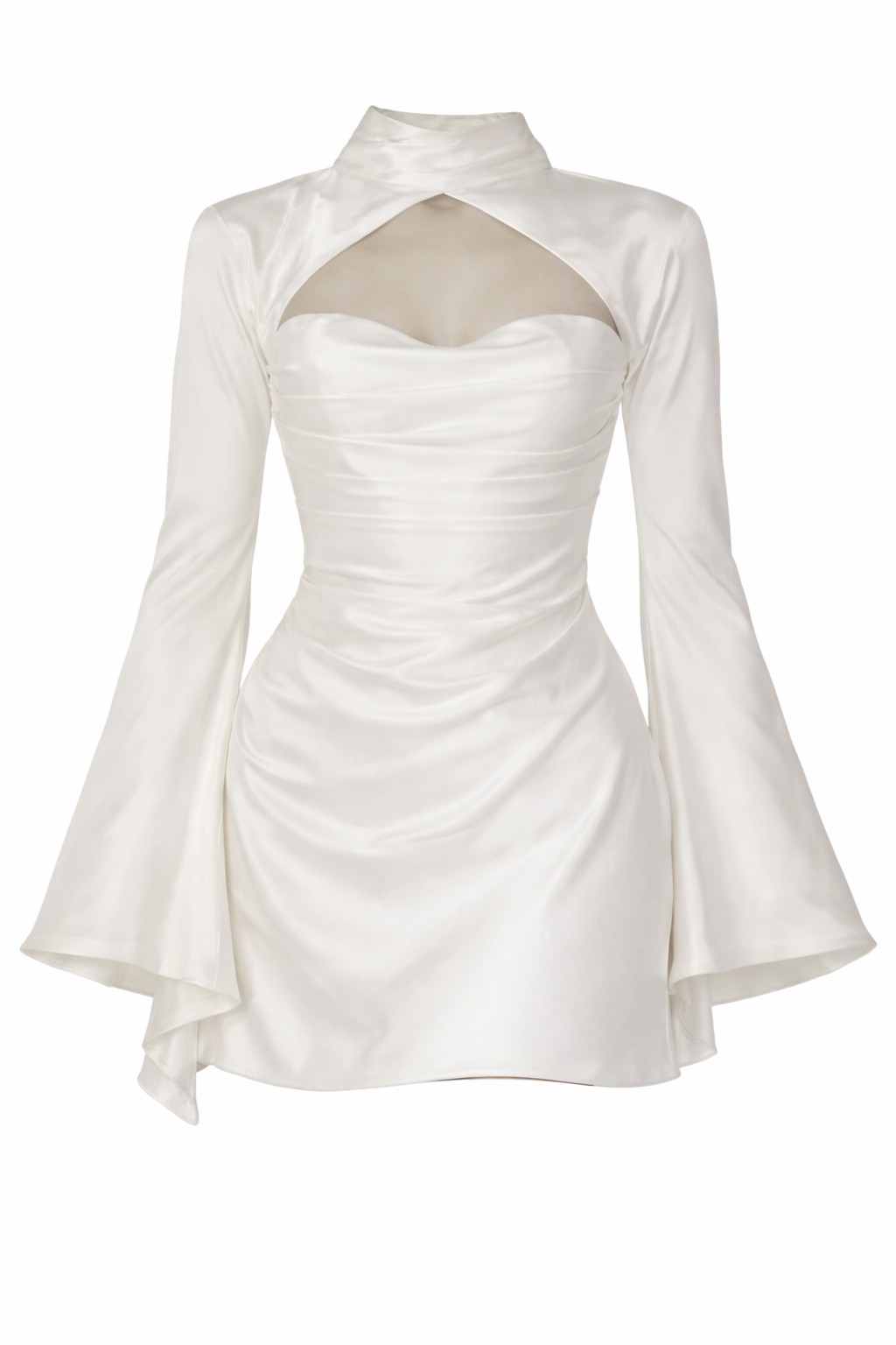House of CB - Long Bell Sleeve Satin Corset Mini Dress - M (Like-New)