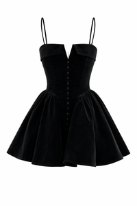 House of CB - Black Velvet Tulle Mini Dress - M (New with Tags)