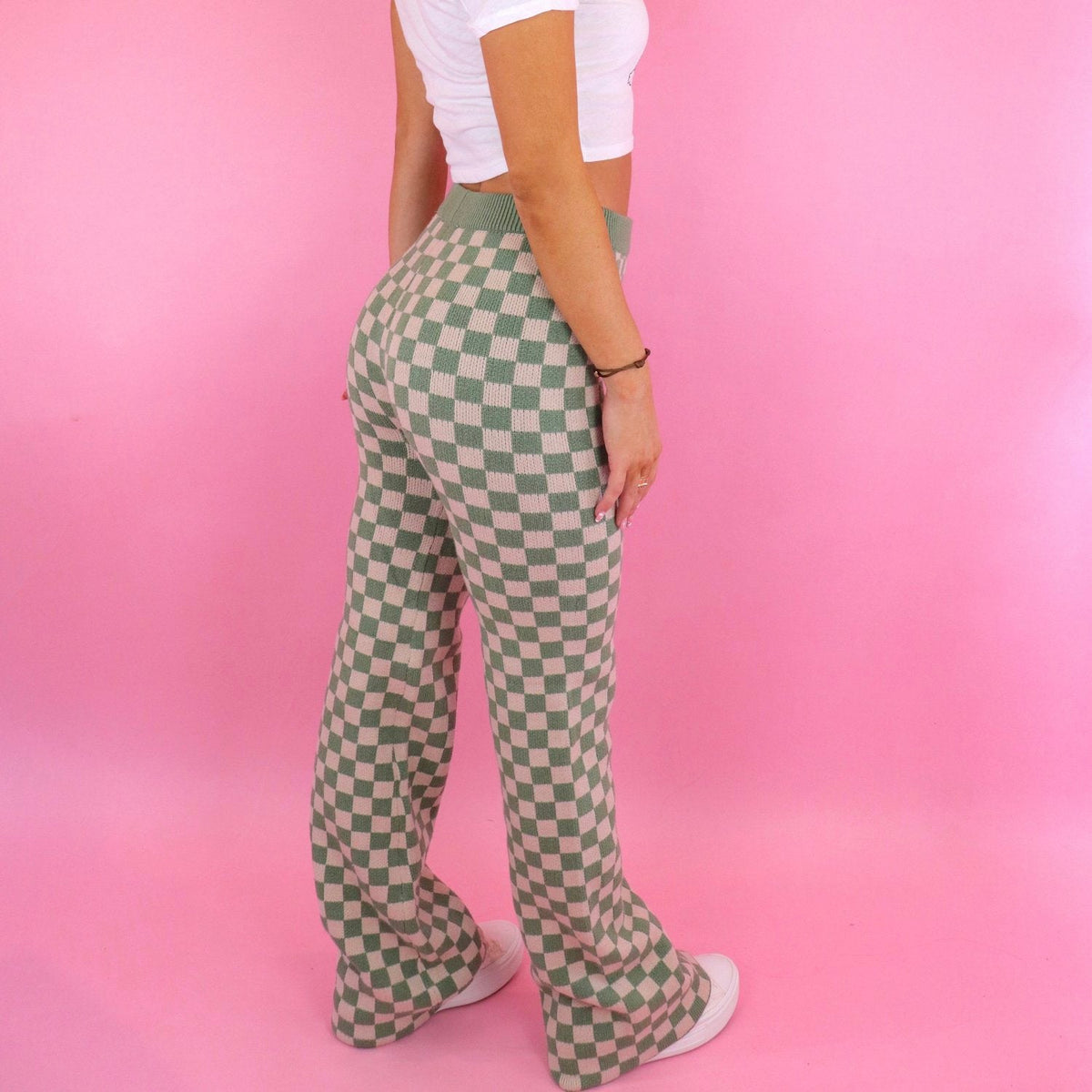 Olive Checkered Sweater Pants - FINAL SALE