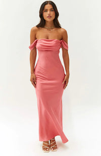 Beginning Boutique - Pink "Ella" Silk Maxi Dress FINAL SALE