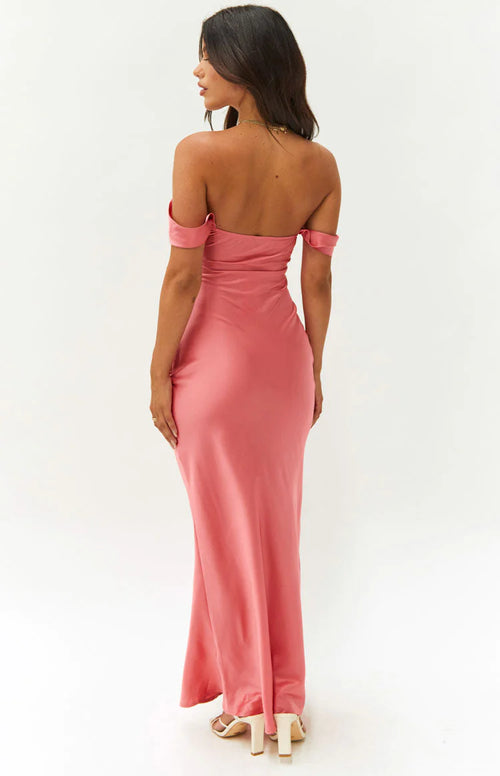 Beginning Boutique - Pink "Ella" Silk Maxi Dress FINAL SALE