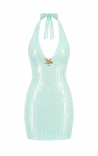 Windsor - Mint Condition Sequin Halter Mini Dress - LG/XL (Like New)