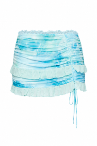 Fashion Nova - Blue Ruffle Mini Skirt - S (Like New)