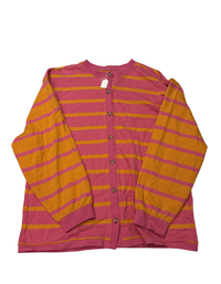 Free People - Oversized Pink and Orange Striped Cardigan - XL (Like-New)