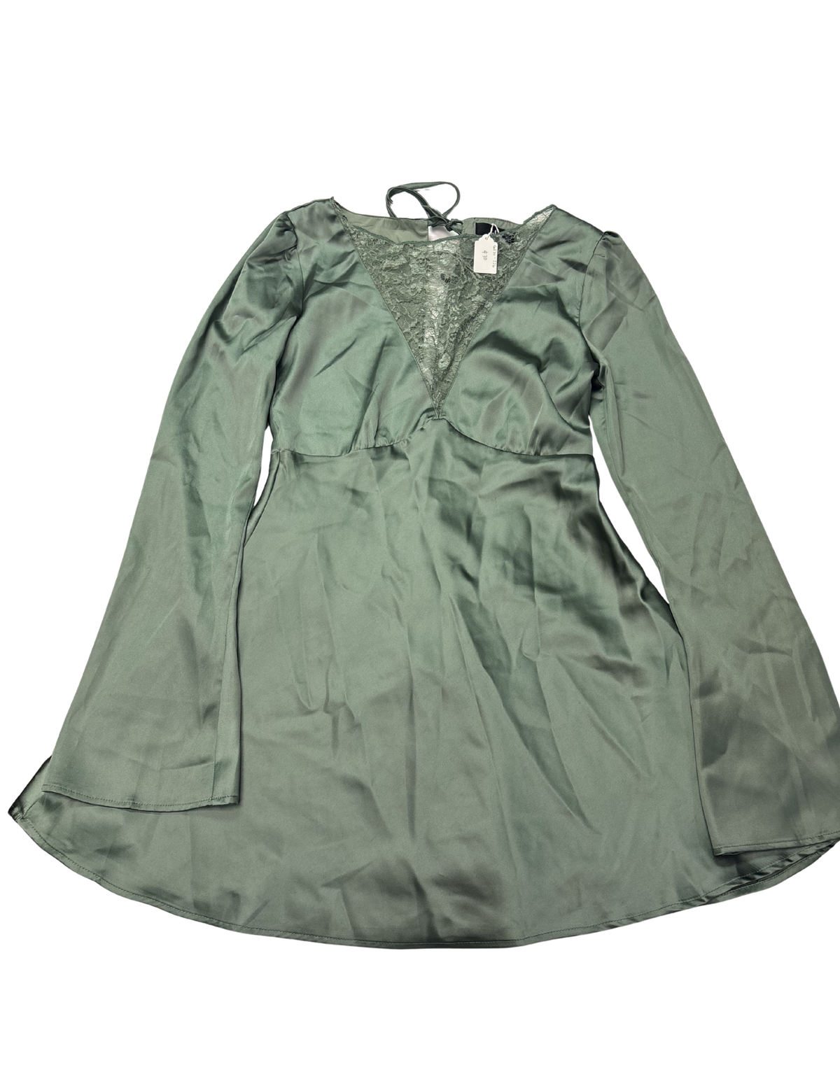 Lulu - Satin Bell Sleeve Mini Dress - M (Like-New)