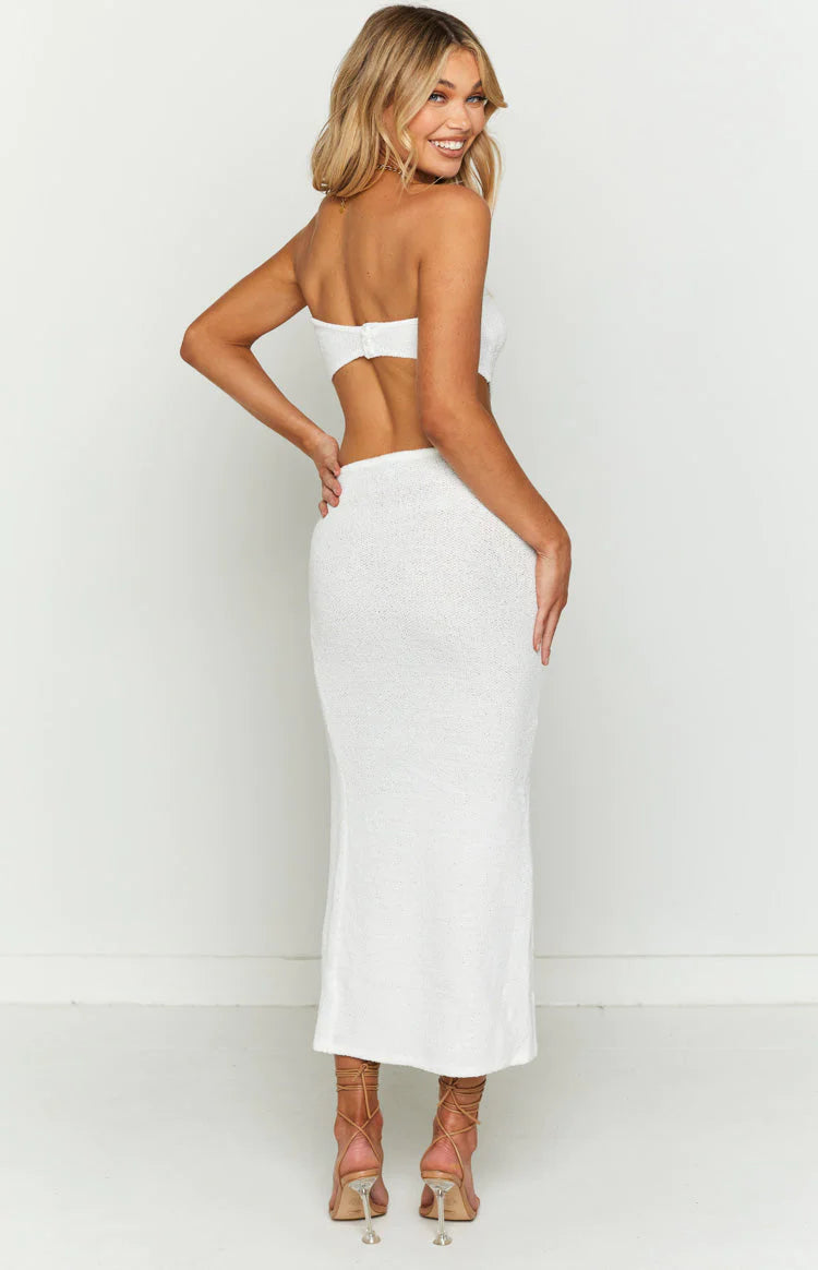 Beginning Boutique - White "Harbour" Midi Dress - NEW WITH TAGS FINAL SALE