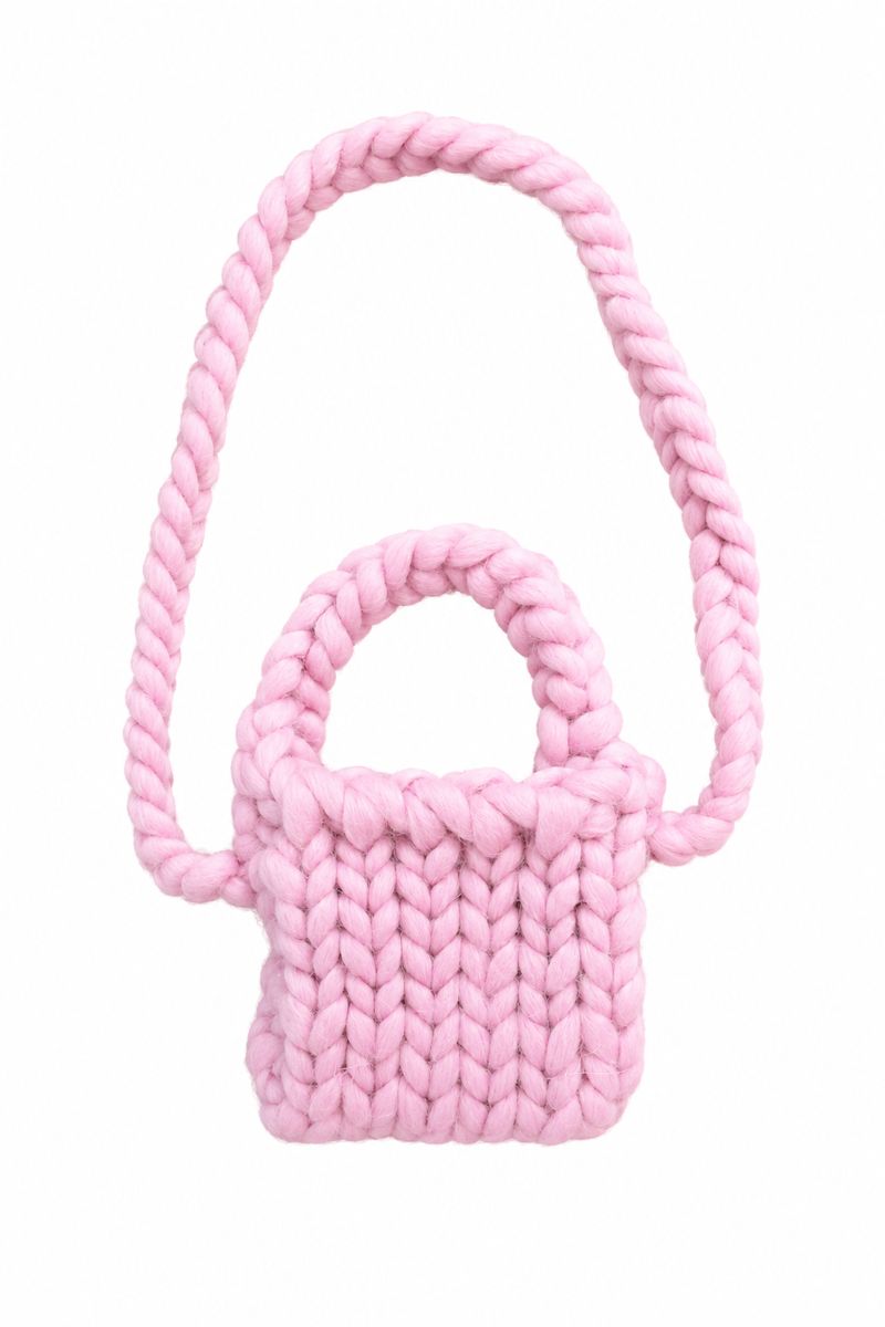 HOPE MACAULAY - Pink Colossal Knit Crossbody Bag (Gently Used)