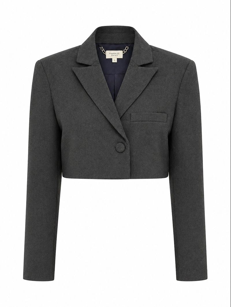 Camila Coelho - Ludlow Cropped Blazer - Gray Charcoal - Size S (Like New)