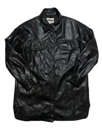 Apparis- Black Vegan Leather Button Up Jacket