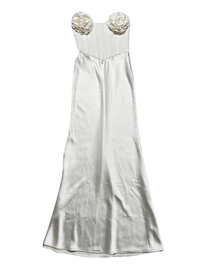 Stone Cold Fox- White Satin Rose Maxi Dress