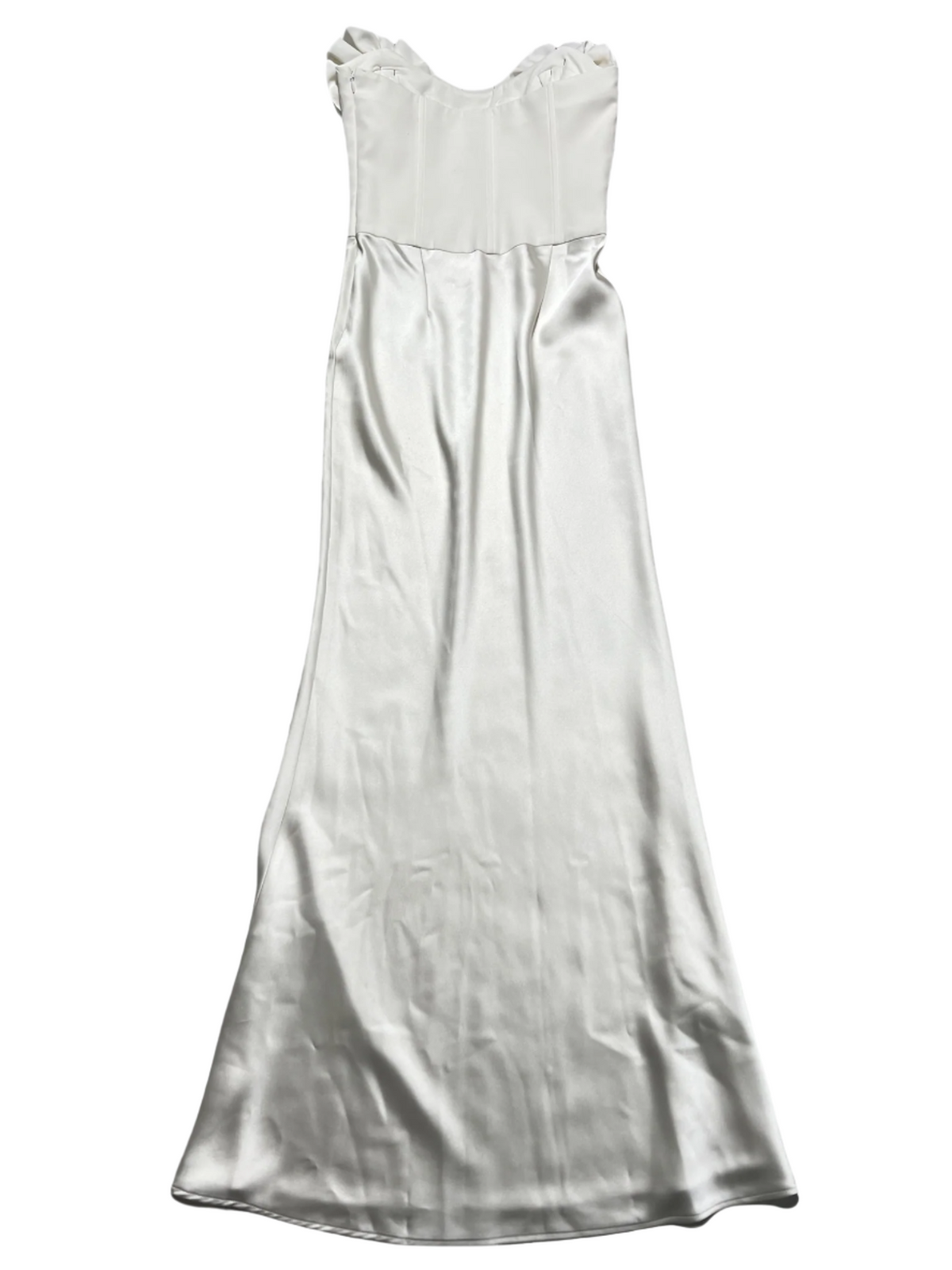 Stone Cold Fox- White Satin Rose Maxi Dress