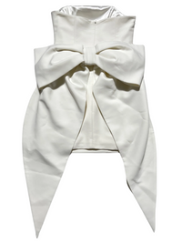 Nadine Merabi- White Mini Dress with Bow Attachment