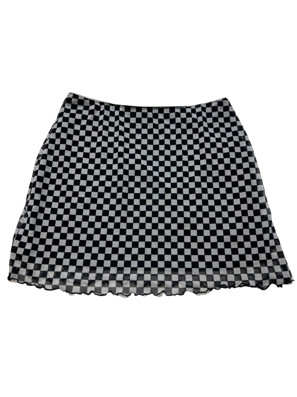 Mesh Checkered Mini Skirt