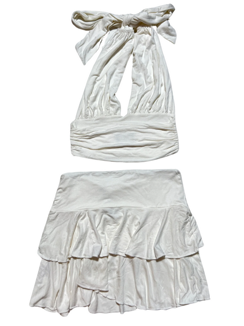 Omighty- White Halter Mini Skirt Set - NEW WITH TAGS