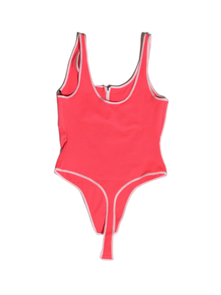 Alo Supernova Bodysuit Fluorescent Pink Coral/White - NEW WITH TAGS