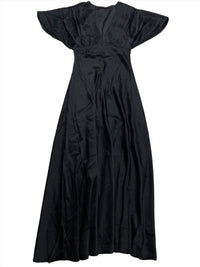 Abercrombie & Fitch- Black "Flutter Sleeve" Satin Maxi Dress