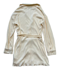 Animari- Cream Ruched Long Sleeve Button Up Dress