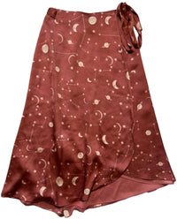 Lovers+Friends- Pink Silk Galaxy Wrap Skirt