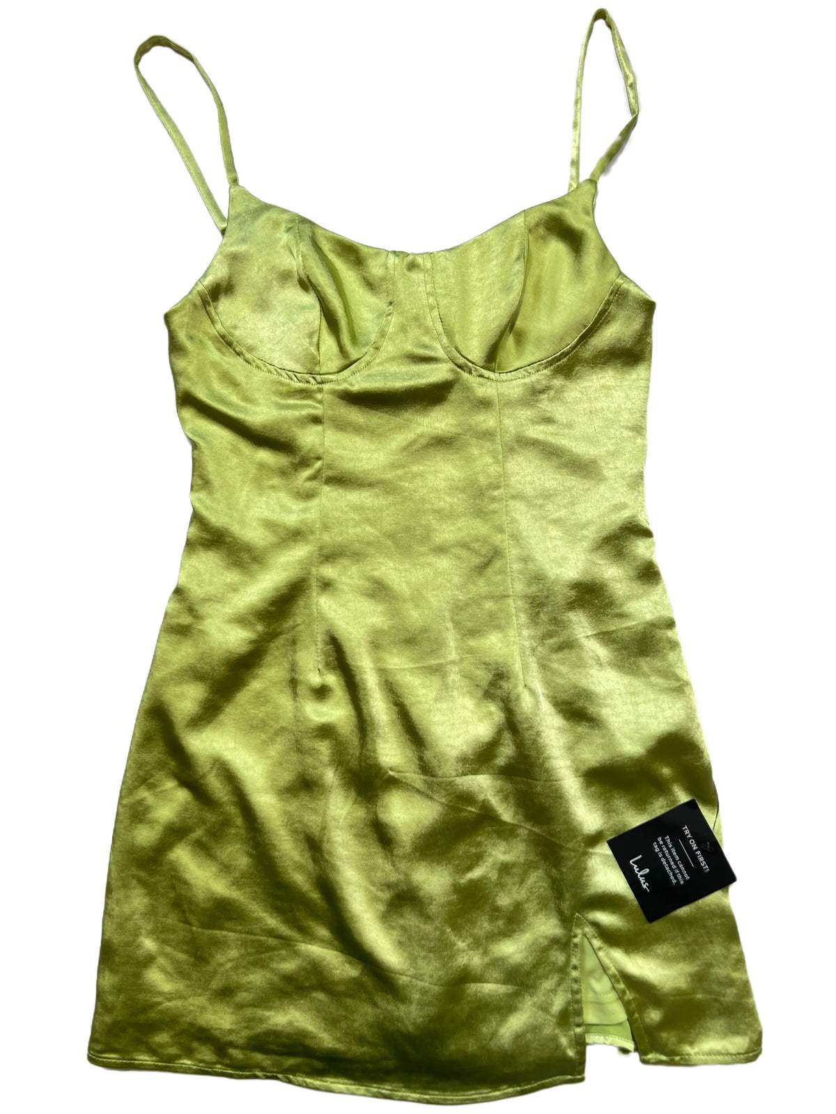 Lulus- Green Silk Mini Dress - NEW WITH TAGS