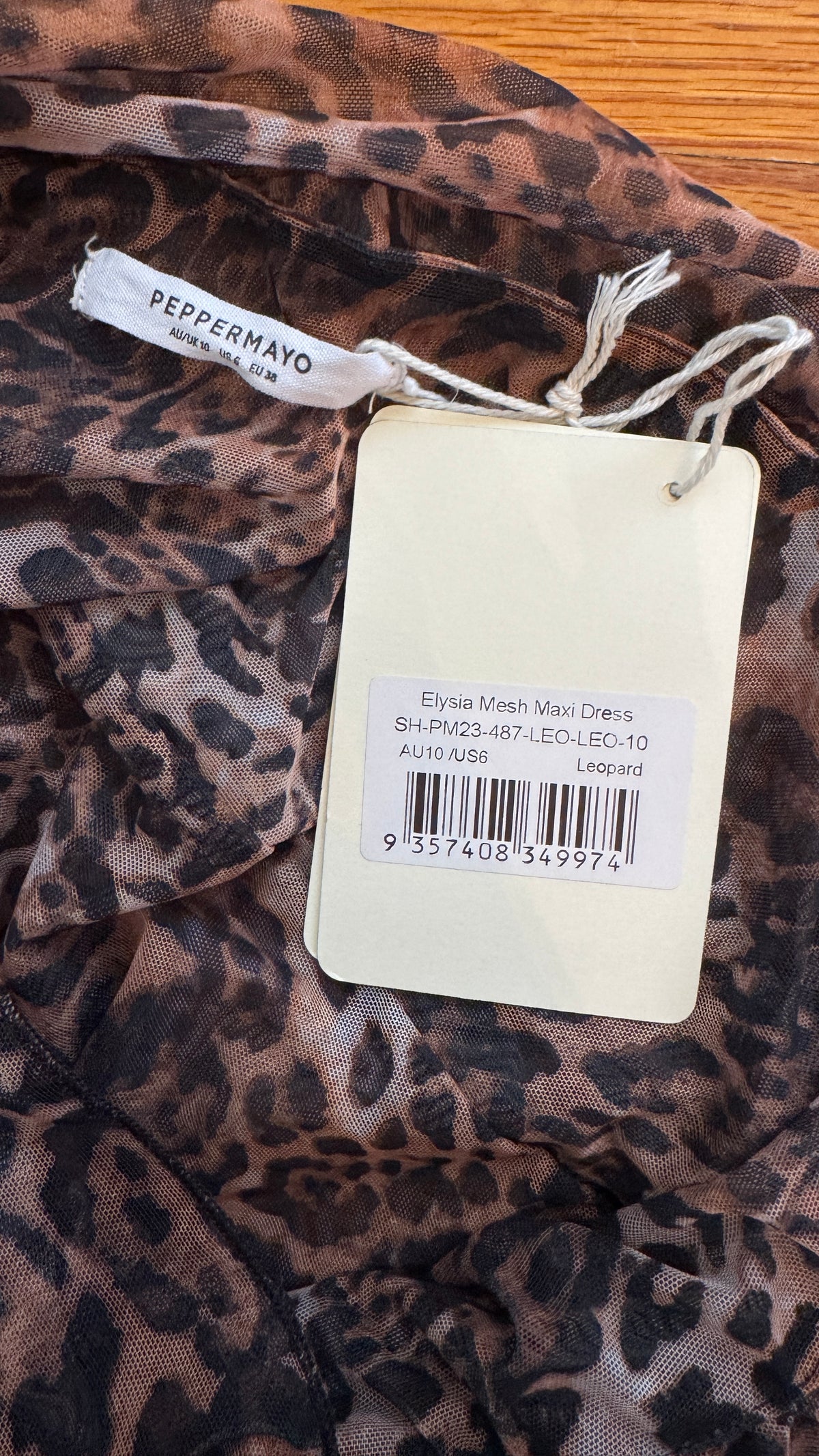 Peppermayo - Elysia Mesh Maxi Dress - Leopard - Size 6 (New With Tags)