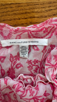 DIANE von FURSTENBERG - Pink Asymetrical Maxi Dress - Size 10 (Like New)