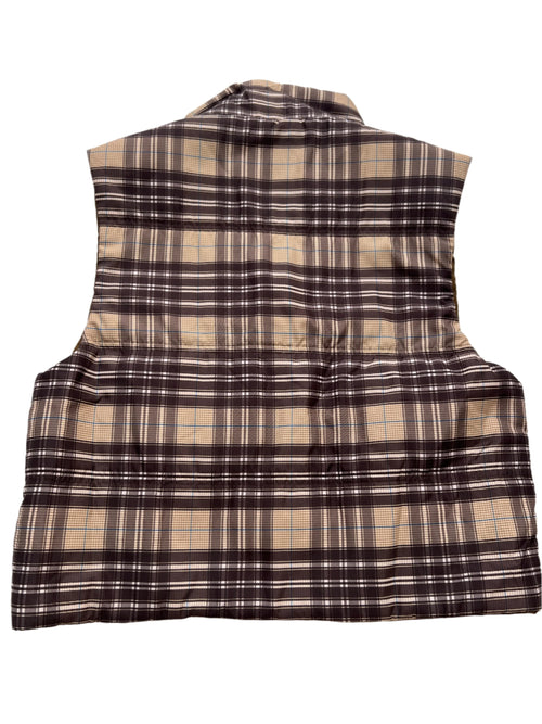 Byrdie Golf- Brown Plaid Puffer Vest - New With Tags