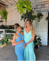 Mable - Light Teal Eyelet Maxi Dress