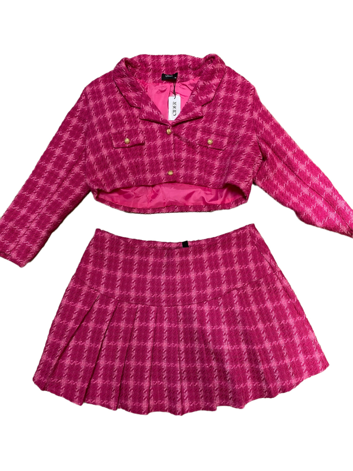 Cider Pink Plaid Blazer and Skirt Set - NEW WITH TAGS
