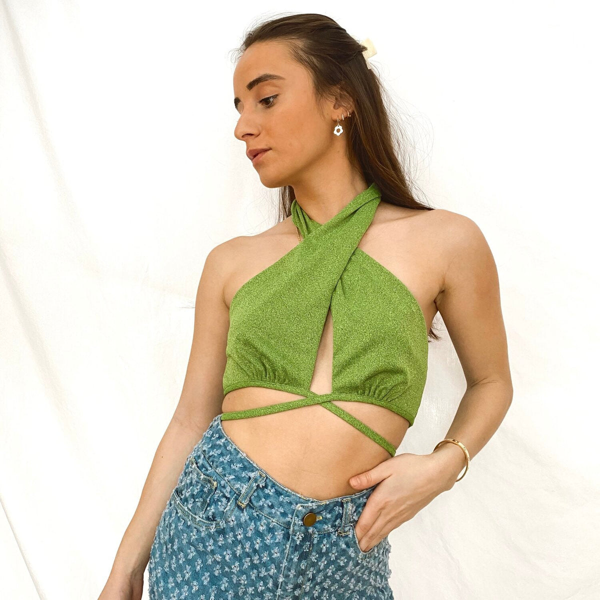 Shannon Green Halter Top - FINAL SALE