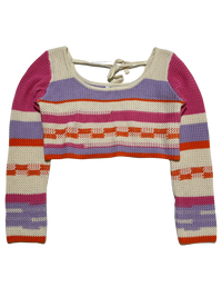 Grey Bandit- Multicolor Crochet Long Sleeve Crop