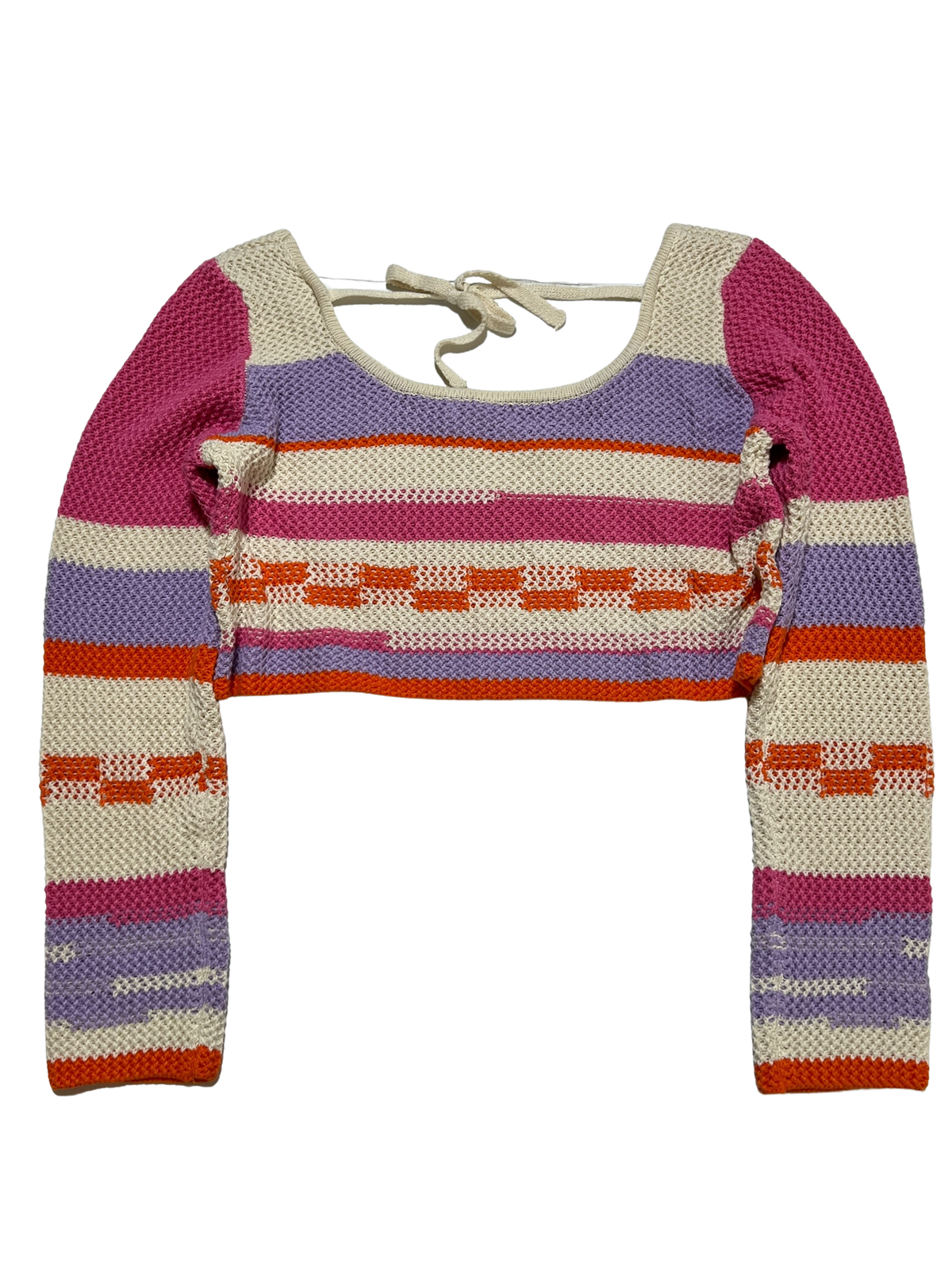 Grey Bandit- Multicolor Crochet Long Sleeve Crop