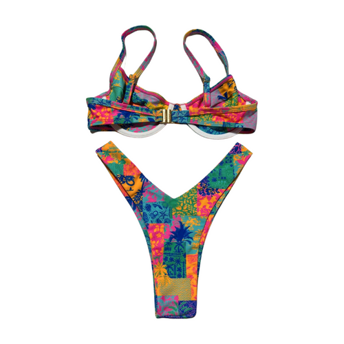 Kulani Kinis- Blue and Orange Printed Bikini Set