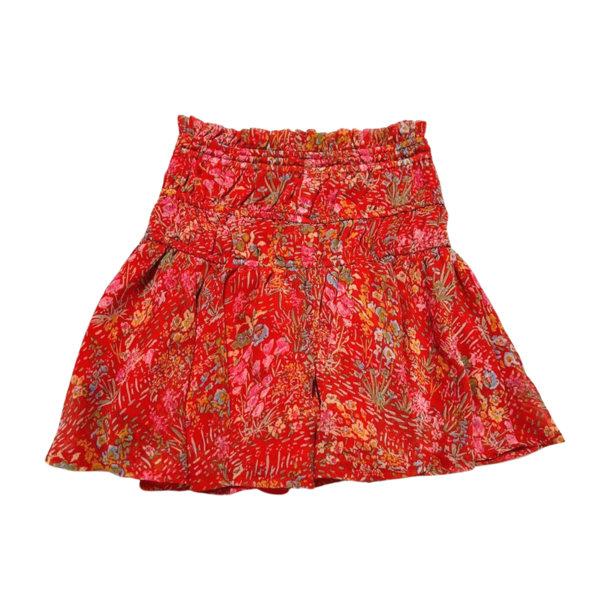 Sky To Moon- Red Floral Mini Skirt