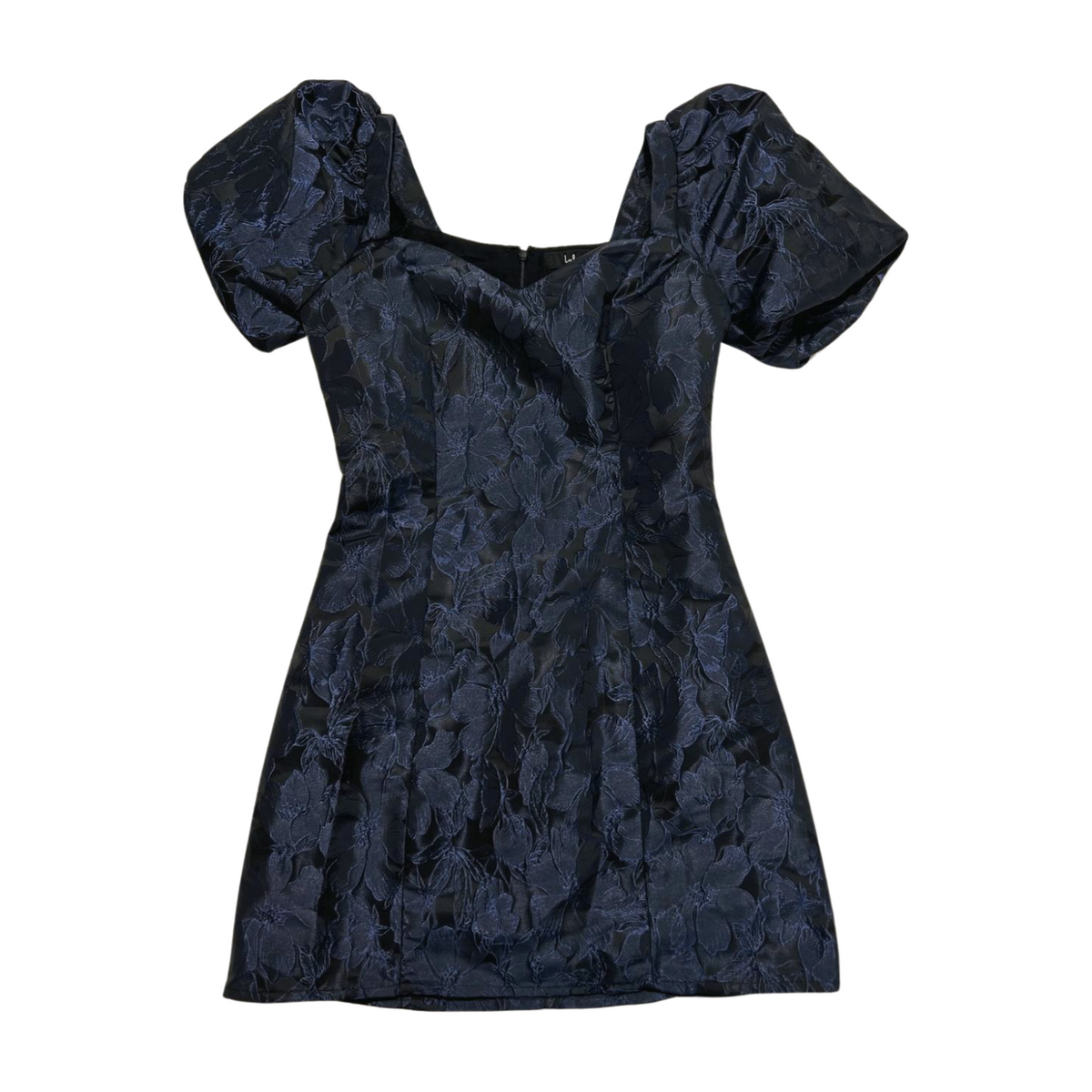Lulus- Blue Floral Puff Sleeve Mini Dress