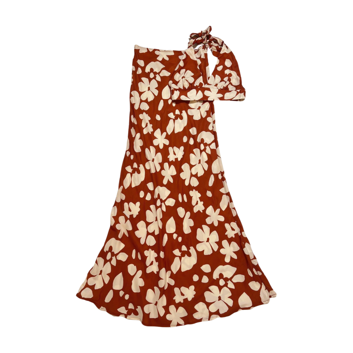 One Mile- Orange Floral Skirt Set