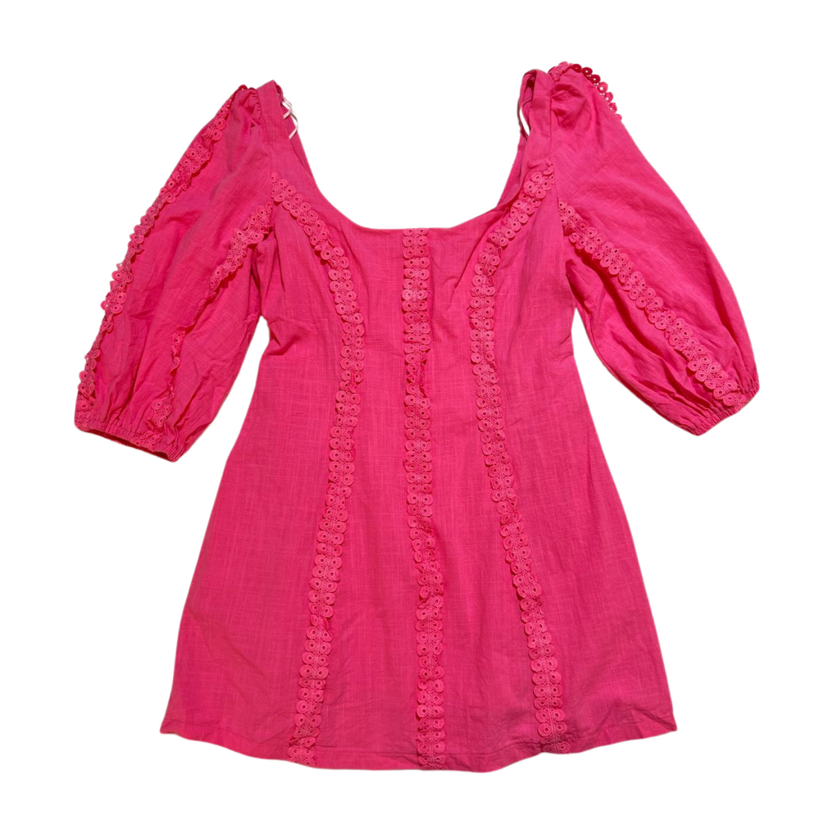 Fortunate One- Pink Puff Sleeve Mini Dress