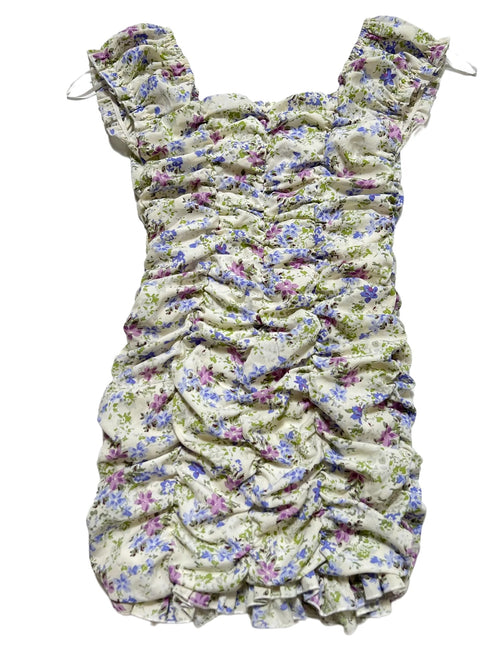 Fashion Nova- Floral Ruched Mini Dress